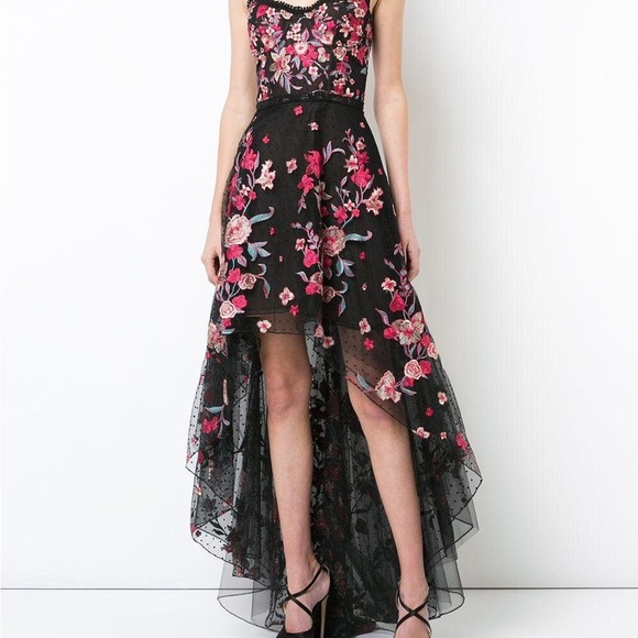 Marchesa notte
Women's Black Embroidered High-low Flocked Tulle Gown - Picture 4 of 8